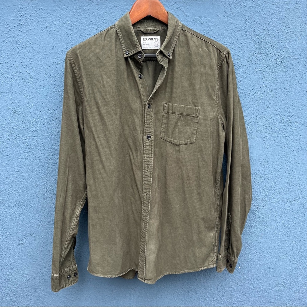 Express Green Casual Button Down Shirt